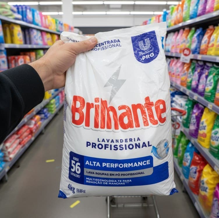 Detergente em Pó Brilhante Sem Perfume 4kg
