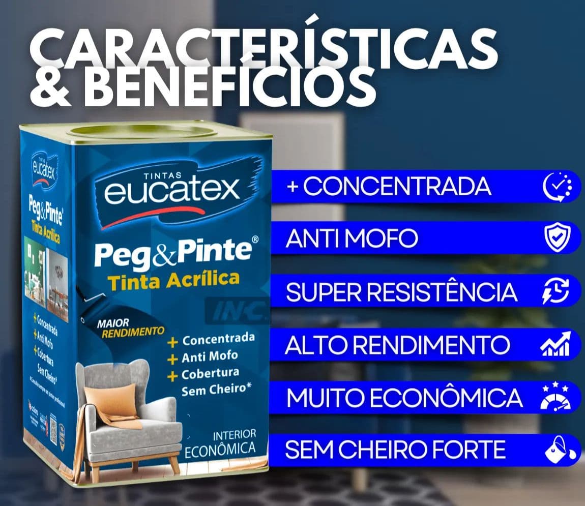 Tinta Eucatex Acrilica Pintura Parede Peg E Pinte 18 Cores