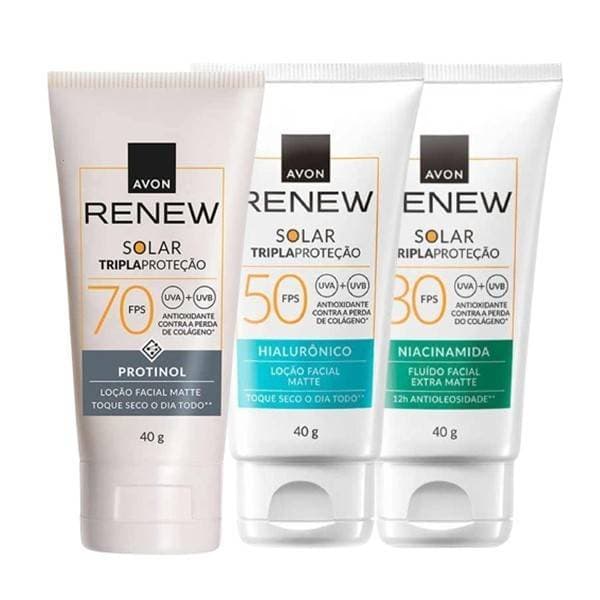 Protetor Solar Facial Avon Renew 40g FPS 30, 50 e 70 Proteção UVA UVB - Toque Seco